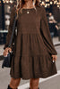 Mist Green Lantern Sleeve Tiered Mini Dress