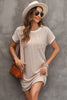 Apricot Twisted Ribbed Color Block Trim T Shirt Shift Dress