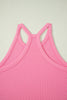 Sky Blue Slim Tank Top Elastic High Waist Shorts 2pcs Outfit