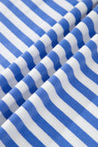 Sky Blue Stripe Contrast Trim Crew Neck Tee Knot Shorts 2pcs Set