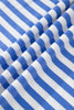 Sky Blue Stripe Contrast Trim Crew Neck Tee Knot Shorts 2pcs Set