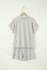 Sky Blue Striped Dolman Sleeve Pullover and Drawstring Shorts Set