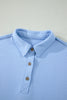 Mist Blue Loose Polo Tee Elastic Waist 2pcs Short Set