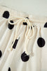 Pink Polka Dot Print V Neck Tee Short Set