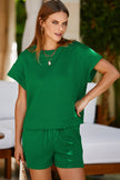 Red Dahlia Textured Short Sleeve Top and Shorts Set