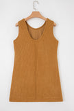 Black Corduroy Exposed Seam Sleeveless Mini Dress