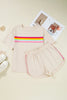 Rose Red Vibrant Striped Detail Athleisure 2pcs Short Set