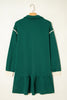Evergreen Contrast Trim Zip Collar Long Sleeve Ruffle Hem Mini Dress