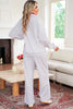 Light Grey Stripe Patchwork Loose Long Sleeve Top Drawstring Waist Pants Set