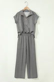 Light Grey Half Zip Polo Tee Casual Pant Set