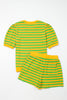 Pink Stripe Puff Short Sleeve T Shirt Matching Shorts Set