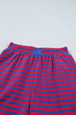 Green Stripe Striped Ribbed Cotton Two-Piece Pant Set with Chest Patch Detail