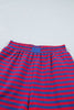 Green Stripe Striped Ribbed Cotton Two-Piece Pant Set with Chest Patch Detail