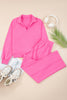 Wisteria Solid Color Collared Pullover and Central Seam Pants Set