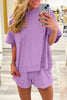 Mint Green Raw Edge Patch Pocket Oversized Top and Shorts Set