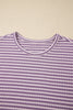 Brown Stripe Breathable Textured Knit Short 2pcs Set