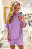 Mint Green Raw Edge Patch Pocket Oversized Top and Shorts Set