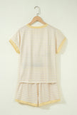 Yellow Stripe Relaxed Tee Drawstring Shorts 2pcs Outfit