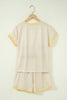 Yellow Stripe Relaxed Tee Drawstring Shorts 2pcs Outfit