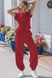 Beau Blue Solid Color Cropped Tank Top and Jogger Pants Set