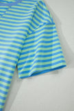 Green Stripe Striped Ribbed Cotton Two-Piece Pant Set with Chest Patch Detail