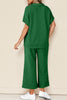 Navy Blue Stylish Textured Loose Fit T Shirt and Drawstring Pants Set