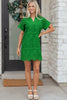 Rose Red Solid Color Eyelet Embroidered T Shirt Mini Dress