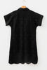 Rose Red Solid Color Eyelet Embroidered T Shirt Mini Dress