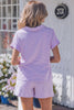 Sky Blue Striped Dolman Sleeve Pullover and Drawstring Shorts Set