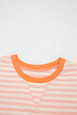Yellow Stripe Contrast Neck Loose Tee and Drawstring Shorts Set