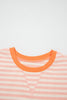Yellow Stripe Contrast Neck Loose Tee and Drawstring Shorts Set