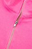 Pink Half Zipper Placket Bracelet Sleeve Top Casual Shorts Set