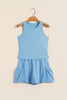 Dark Blue Ribbed Slim Tank Pocketed Wide Leg Shorts Set
