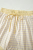 Yellow Stripe Relaxed Tee Drawstring Shorts 2pcs Outfit