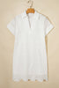 Rose Red Solid Color Eyelet Embroidered T Shirt Mini Dress