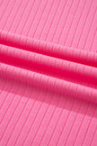 Sachet Pink Soft Ribbed Color Block Trim Casual Short Set