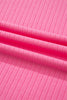 Sachet Pink Soft Ribbed Color Block Trim Casual Short Set