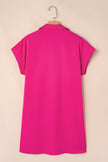 Rose Red Buttoned Collar Shift T Shirt Dress