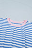 Sky Blue Stripe Nautical Tie Contrast Trim Round Neck T Shirt Mini Dress