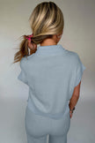 Light Grey Half Zip Polo Tee Casual Pant Set