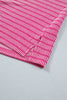 Rose Stripe Raised Rib Loose Tee Drawstring Elastic Waist 2pcs Short Set