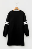 Black Preppy Striped Sleeve Loose Mini Dress