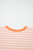Yellow Stripe Contrast Neck Loose Tee and Drawstring Shorts Set