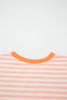 Yellow Stripe Contrast Neck Loose Tee and Drawstring Shorts Set