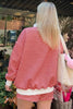 Pink Stripe Oversize Mock Neck Sweatshirt and Shorts Set