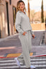 Coffee Solid Color V Neck Top and High Waist Pants Set