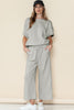 Gray Textured Loose Fit T Shirt & Drawstring Pants Set