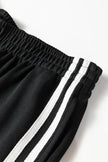 Gray Morn Varsity Striped Detail Cropped Pullover Wide Leg Pants 2pcs Outfit
