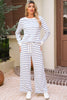 Sail Blue Striped Long Sleeve Pullover and Wide Leg Pants Set