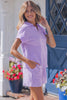 Sky Blue Striped Dolman Sleeve Pullover and Drawstring Shorts Set